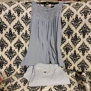 Kim Rogers blue/white pinstripe shorts like new